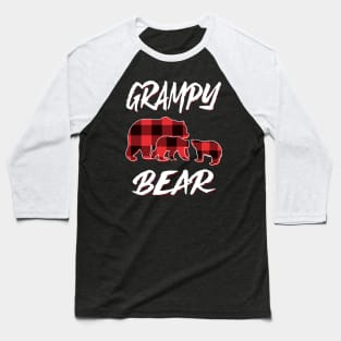 Grampy Bear Red Plaid Christmas Pajama Matching Family Gift Baseball T-Shirt